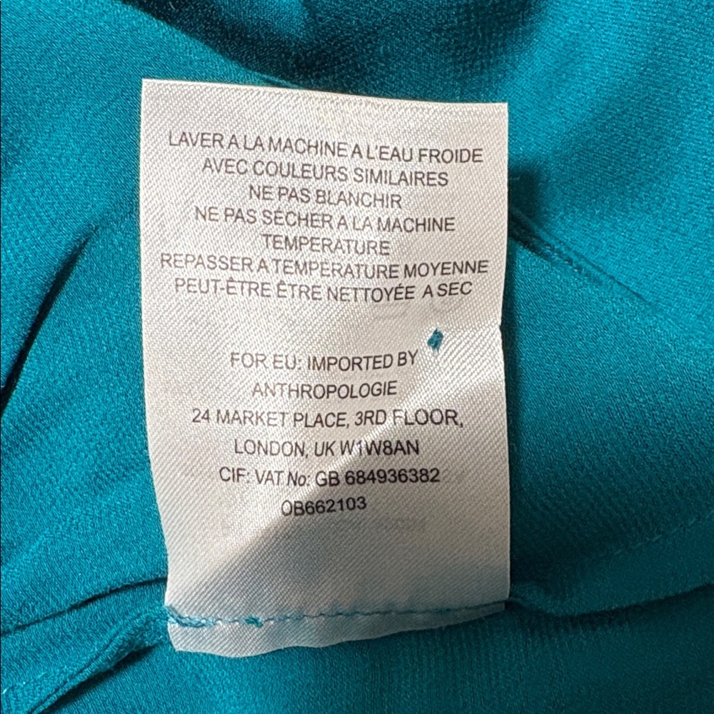Maeve Teal Buttoned Ruffle Blouse - Picture 6 of 6